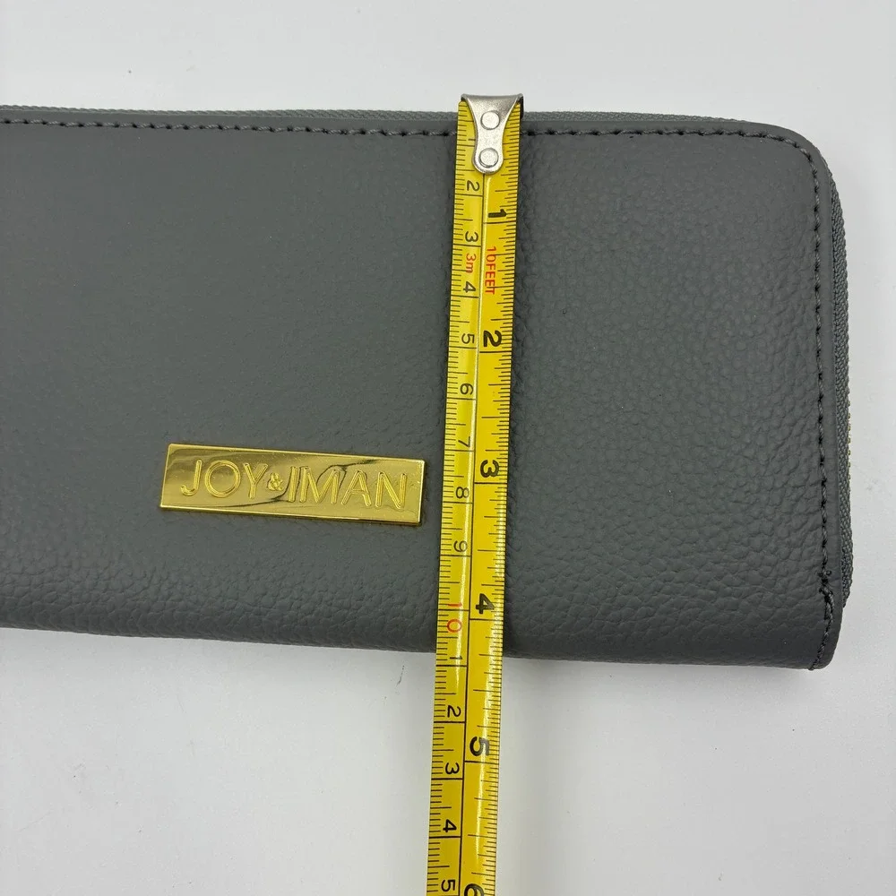 JOY & IMAN‎ Women's Green Pebbled Split Leather Zip  Wristlet Wallet Organizer